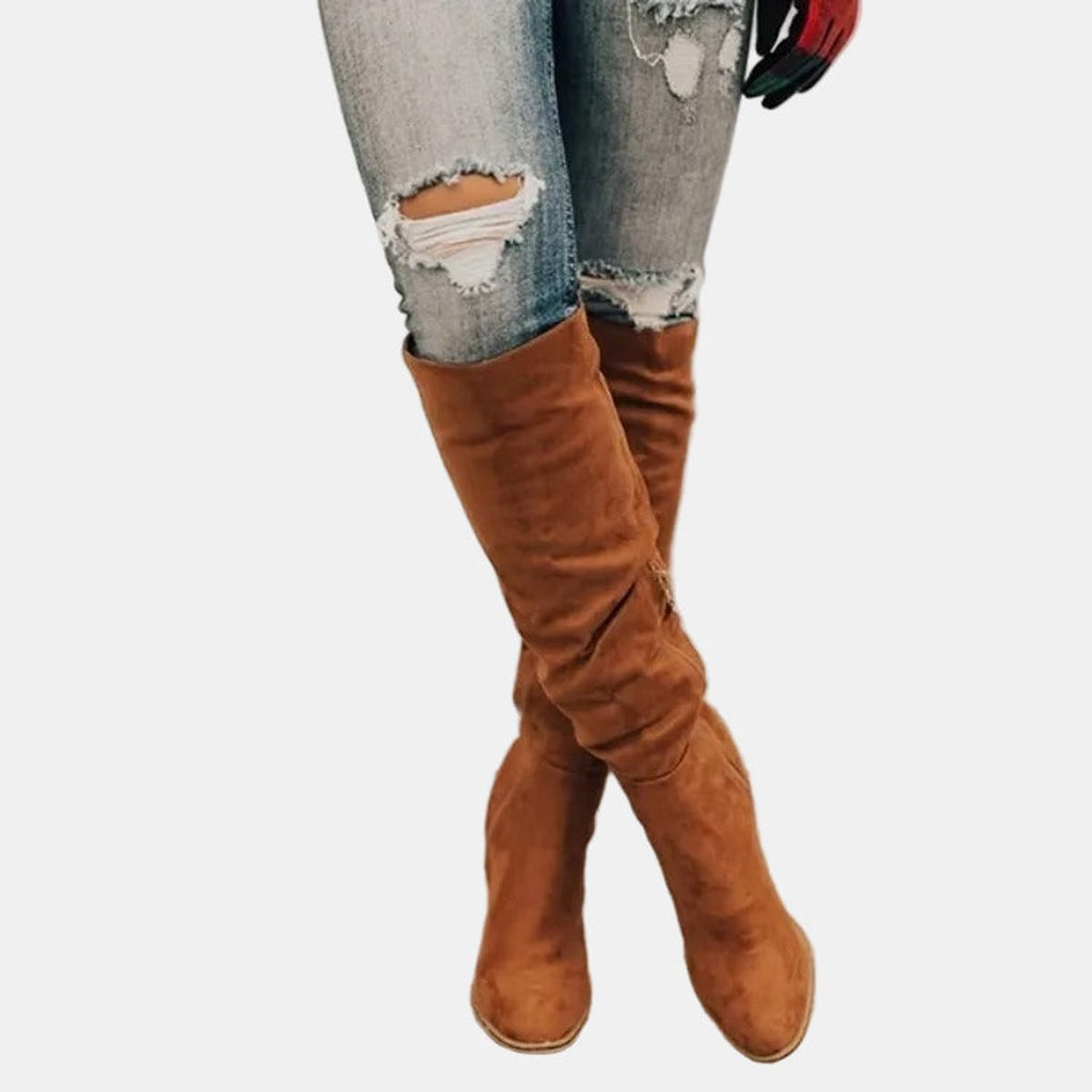 Women's Over-the-Knee Block-Heel Slouchy Ankle Boots