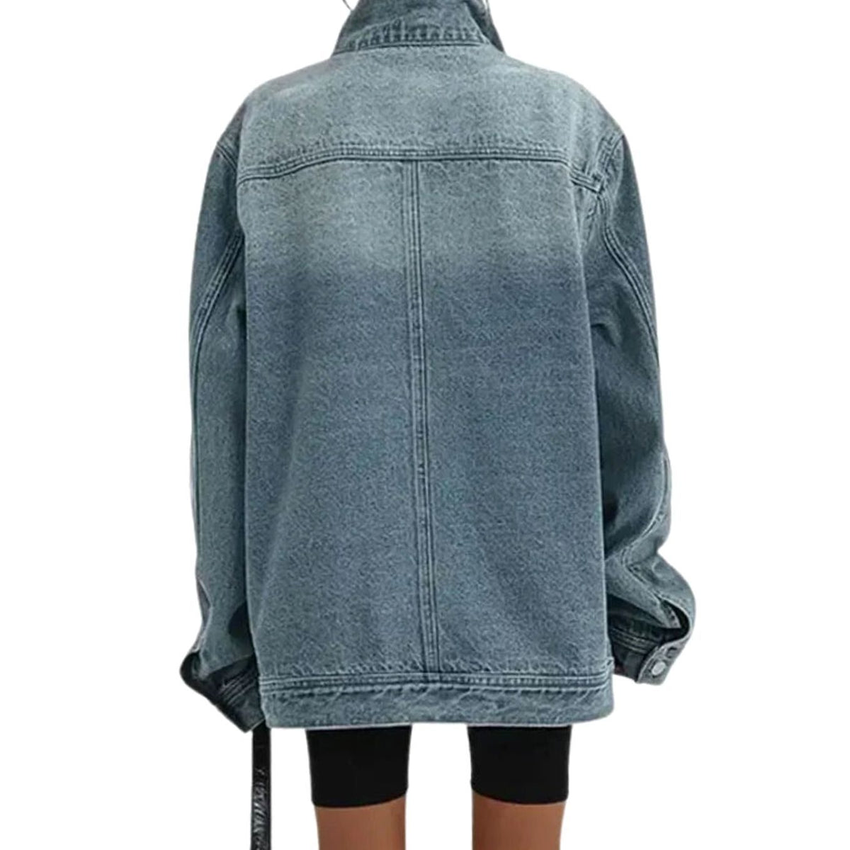 Women's Oversized Asymmetric-Button Denim Jacket