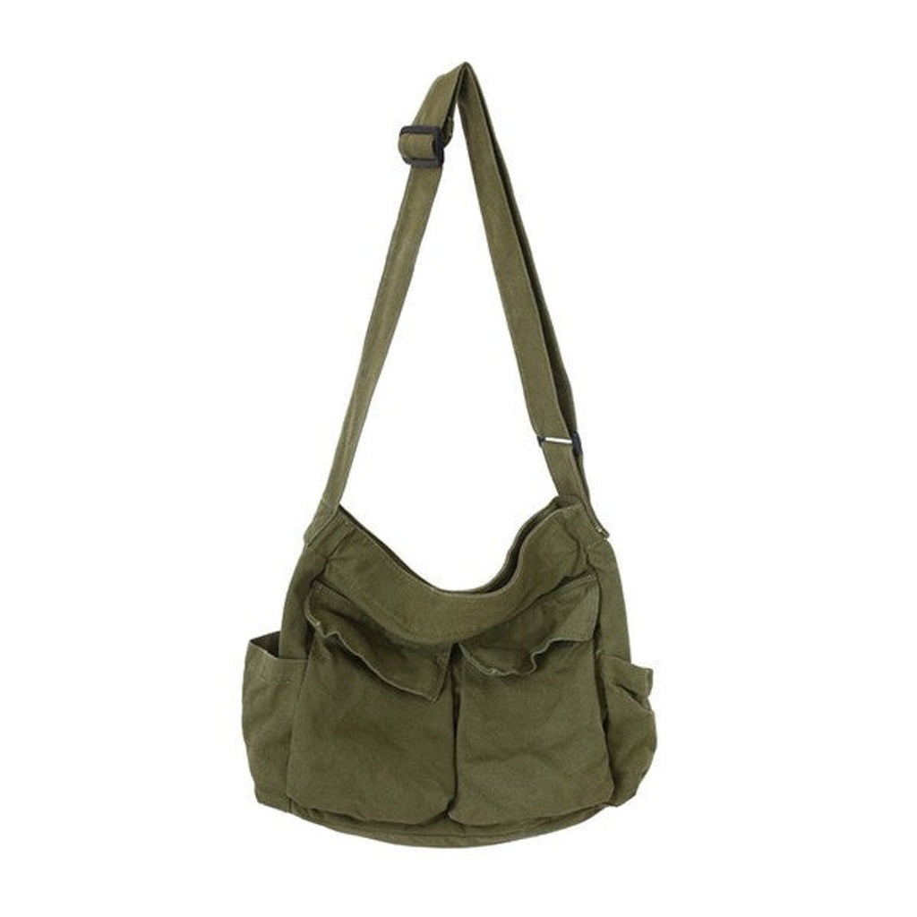 Women's Oversized Black Canvas Tote Messenger Shoulder Bag