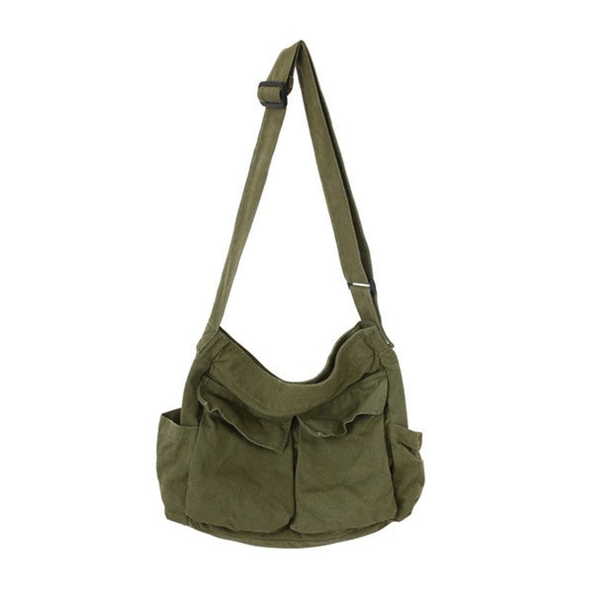 Women's Oversized Black Canvas Tote Messenger Shoulder Bag