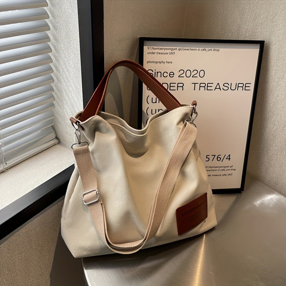 Women's Oversized Canvas Tote Bag Adjustable Shoulder Strap