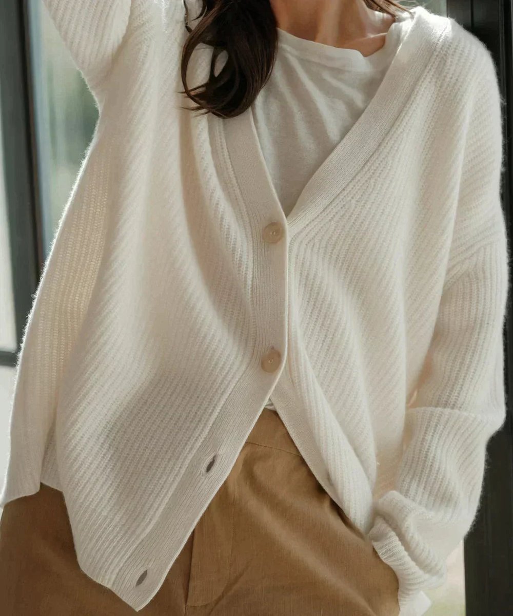 Women's Oversized Cashmere Button-Front Knit Cardigan