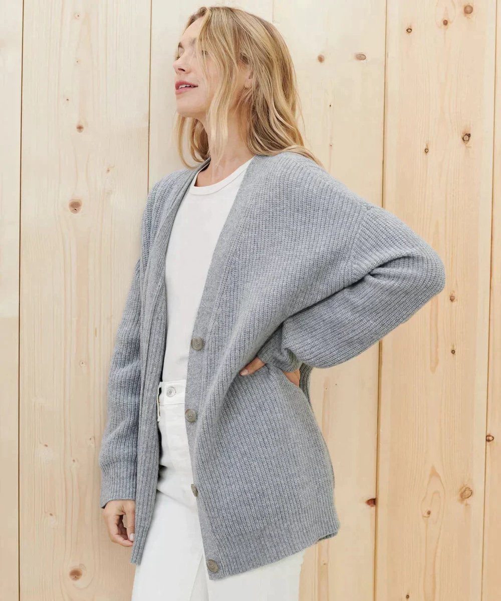Women's Oversized Cashmere Button-Front Knit Cardigan