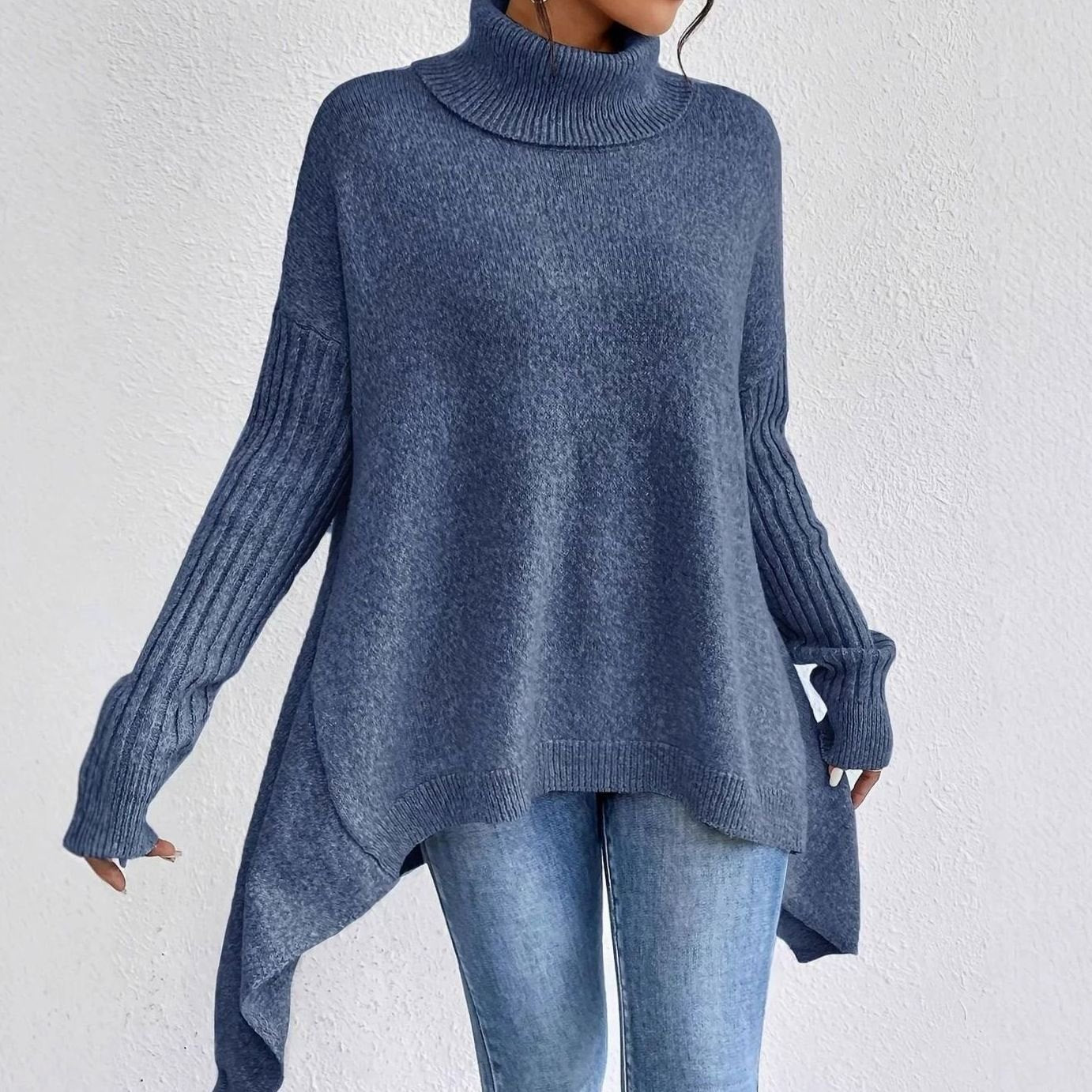 Women's Oversized Cashmere Turtleneck Knit Sweater