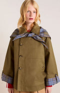 Women's Oversized Double-Breasted Plaid-Lined Trench Coat - Brown