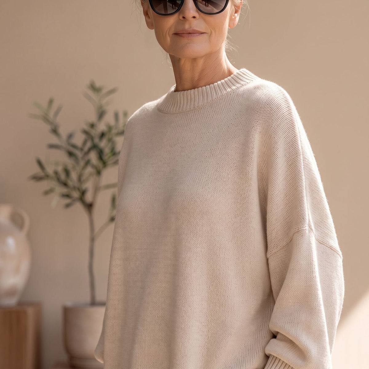 Women's Oversized Draped Knitted Pullover Sweater