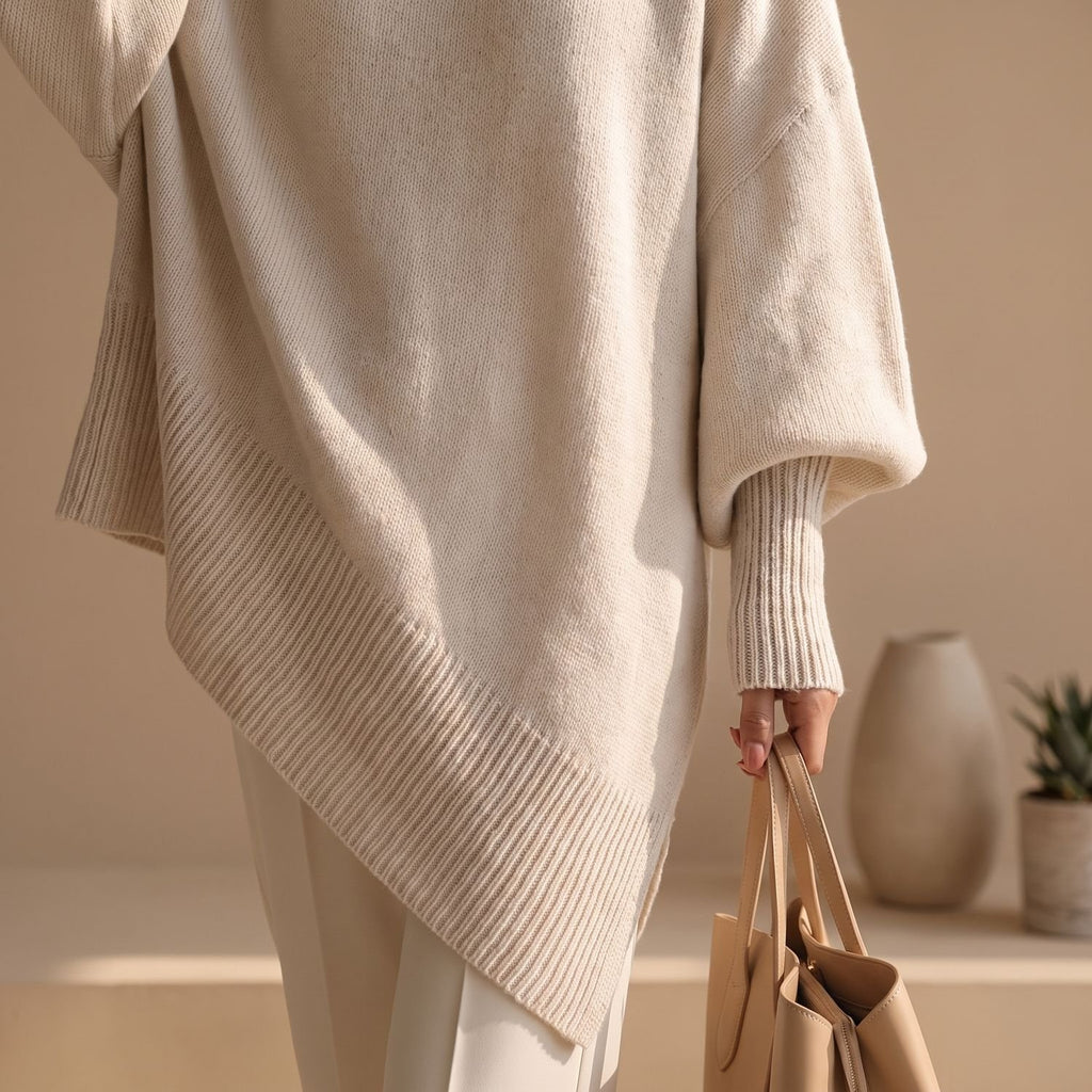 Women's Oversized Draped Knitted Pullover Sweater
