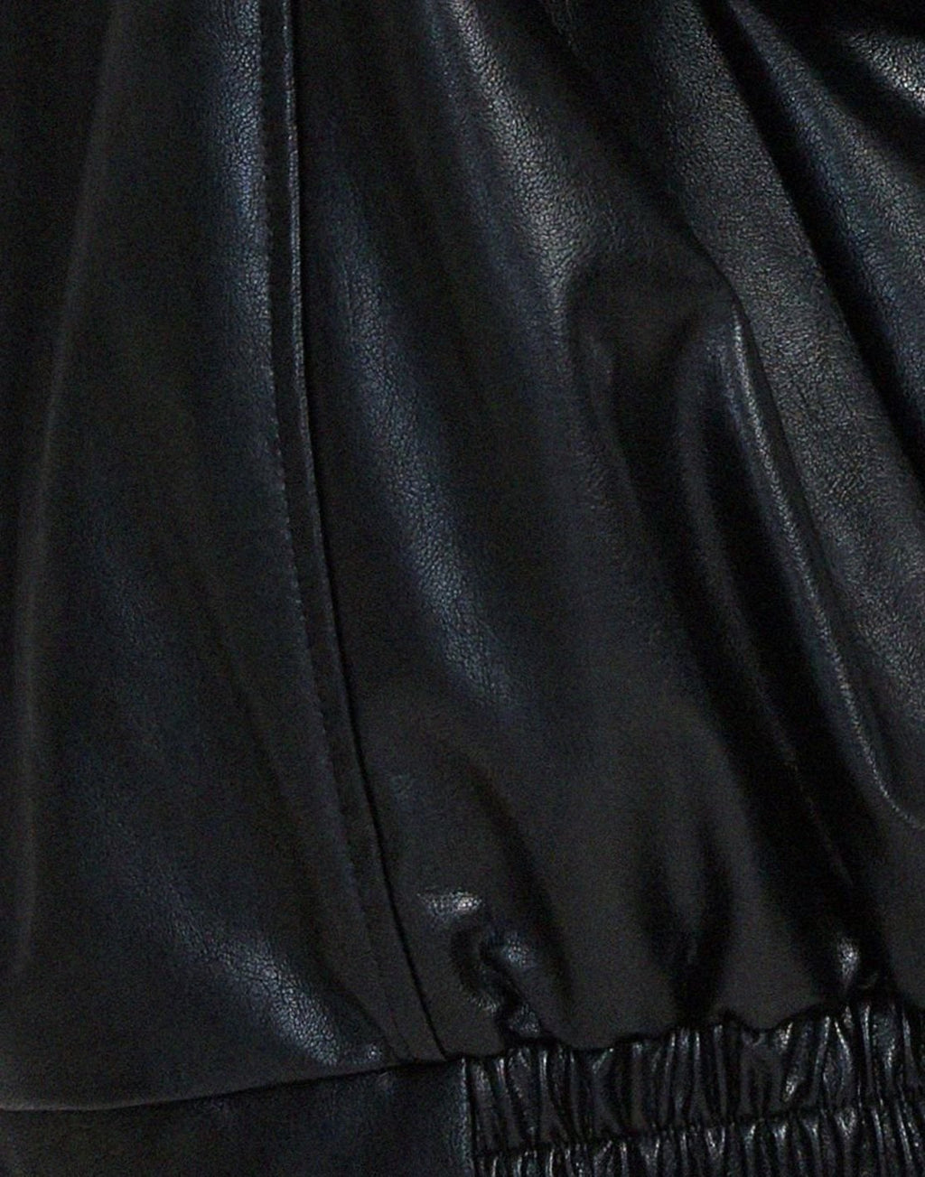 Women's Oversized Faux Leather Bomber Jacket Zip-Up