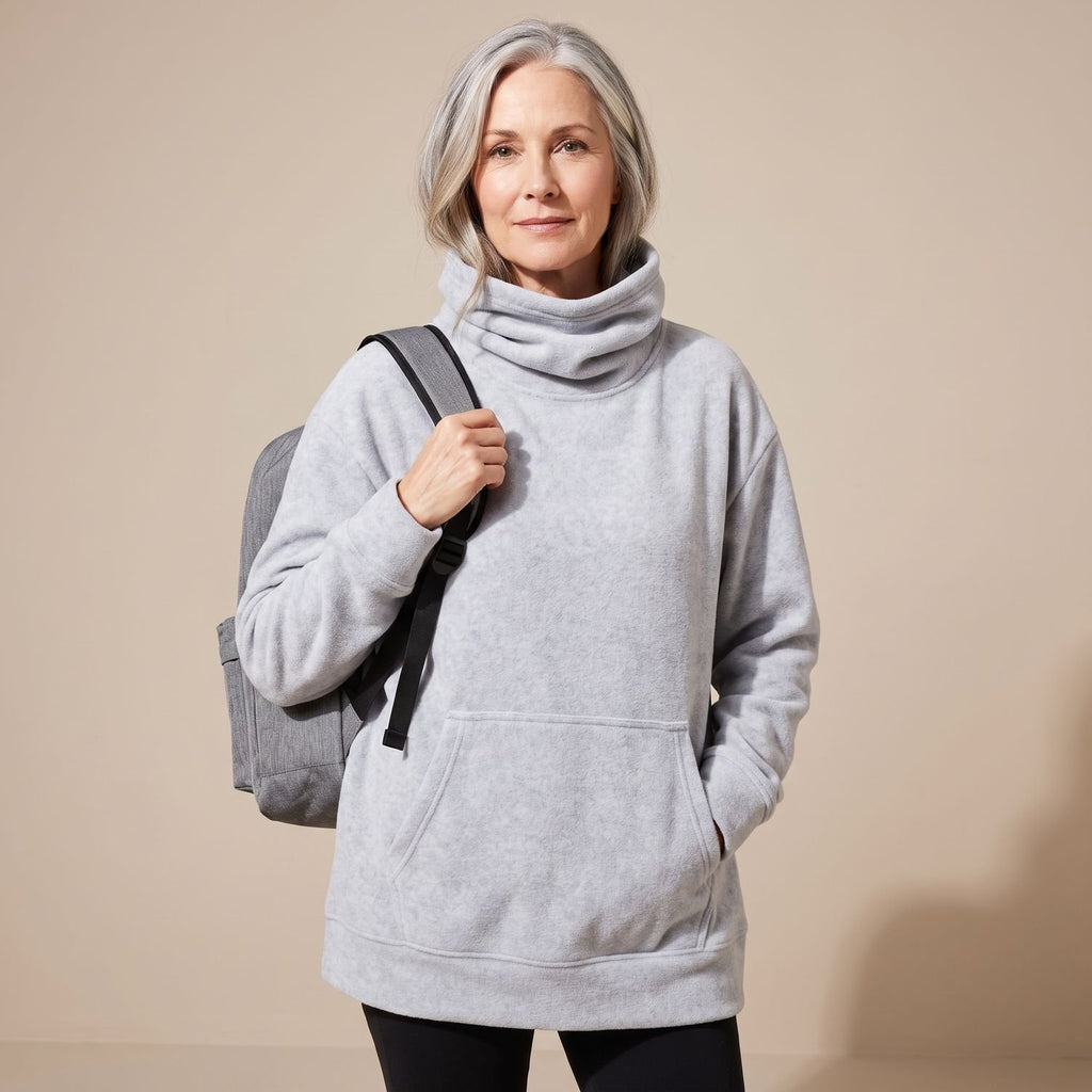 Women's Oversized Fleece Hoodie Pullover Sweatshirt - Grey