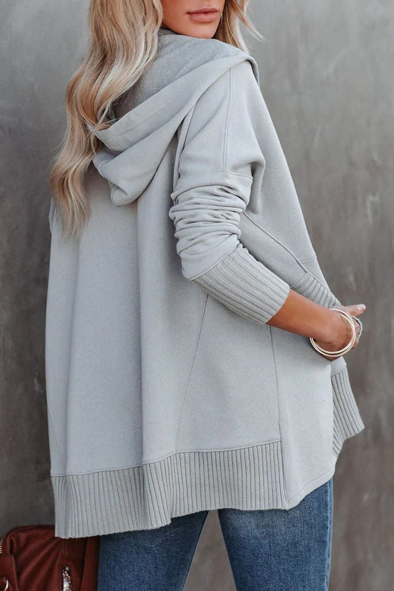 Women's Oversized Hooded Long-Sleeve Drawstring Tunic Sweatshirt