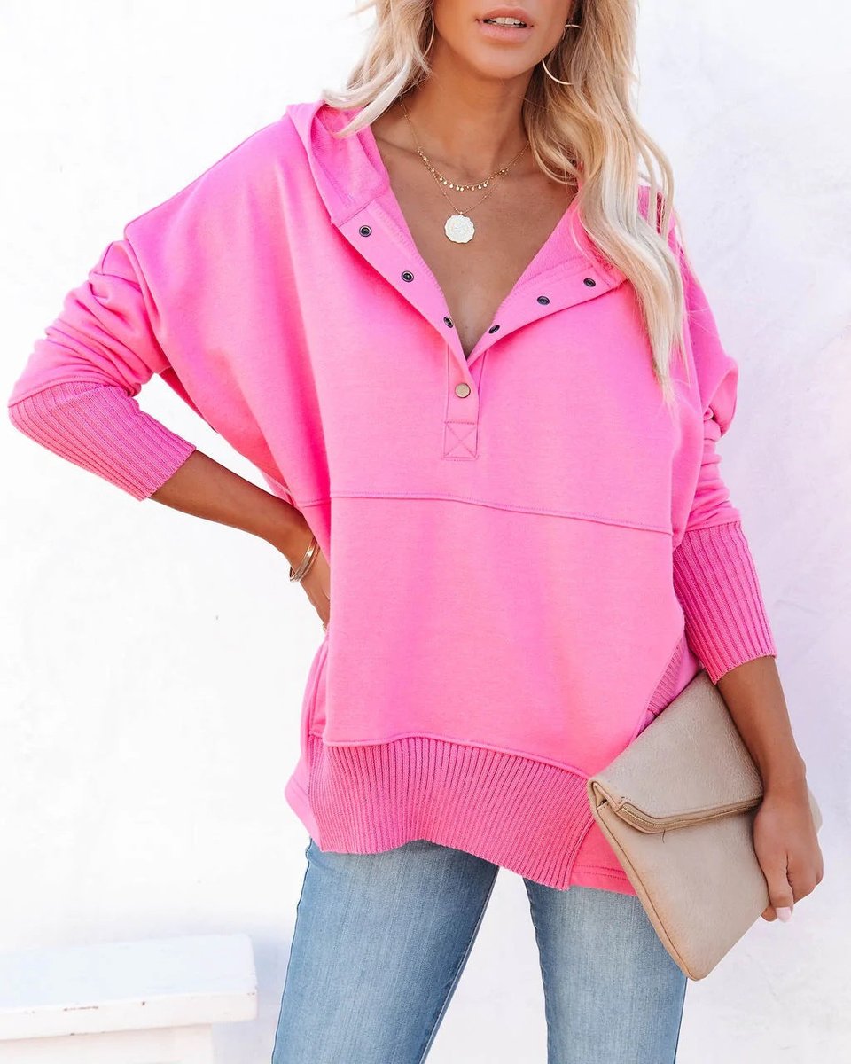 Women's Oversized Hooded Long-Sleeve Drawstring Tunic Sweatshirt