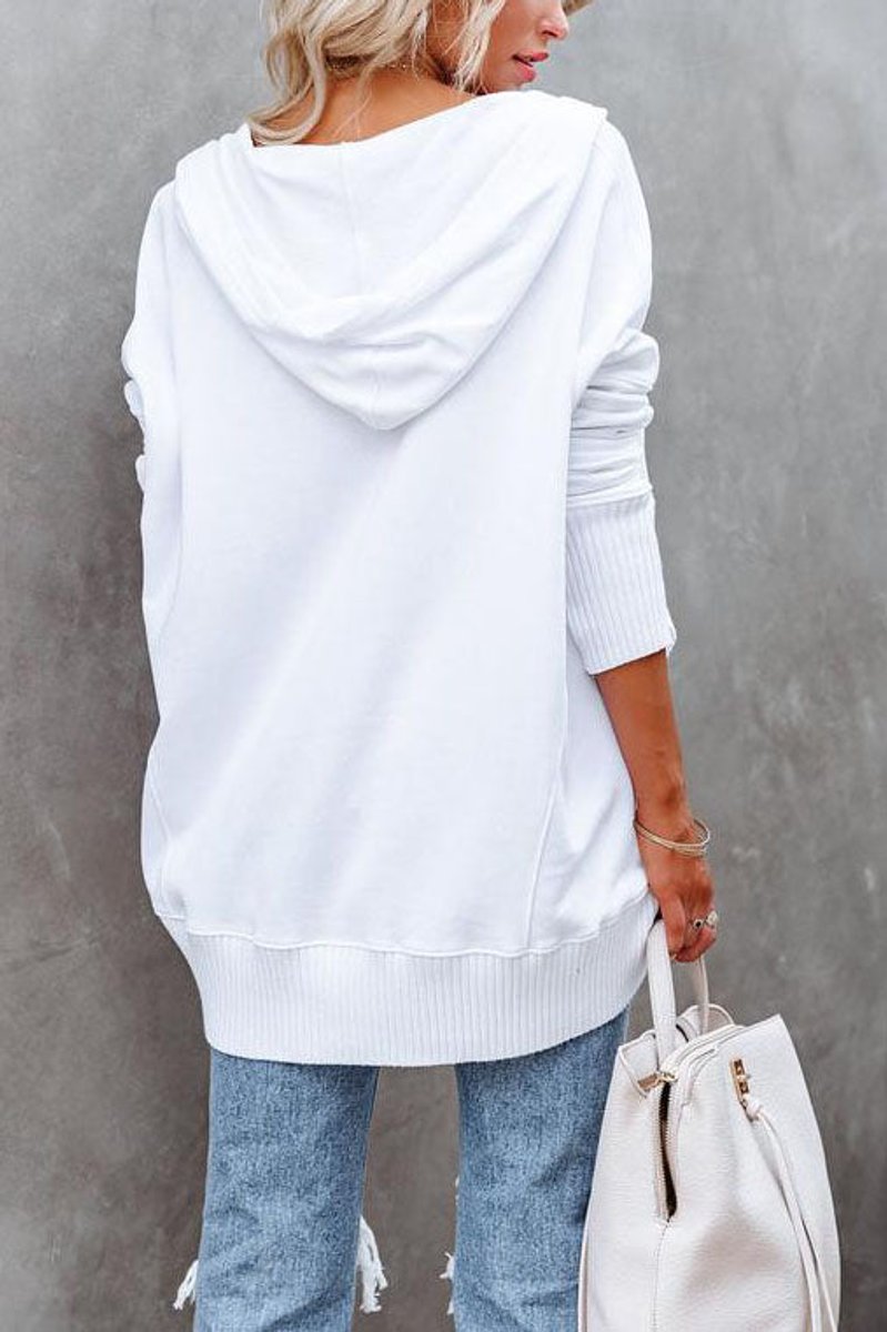 Women's Oversized Hooded Long-Sleeve Drawstring Tunic Sweatshirt