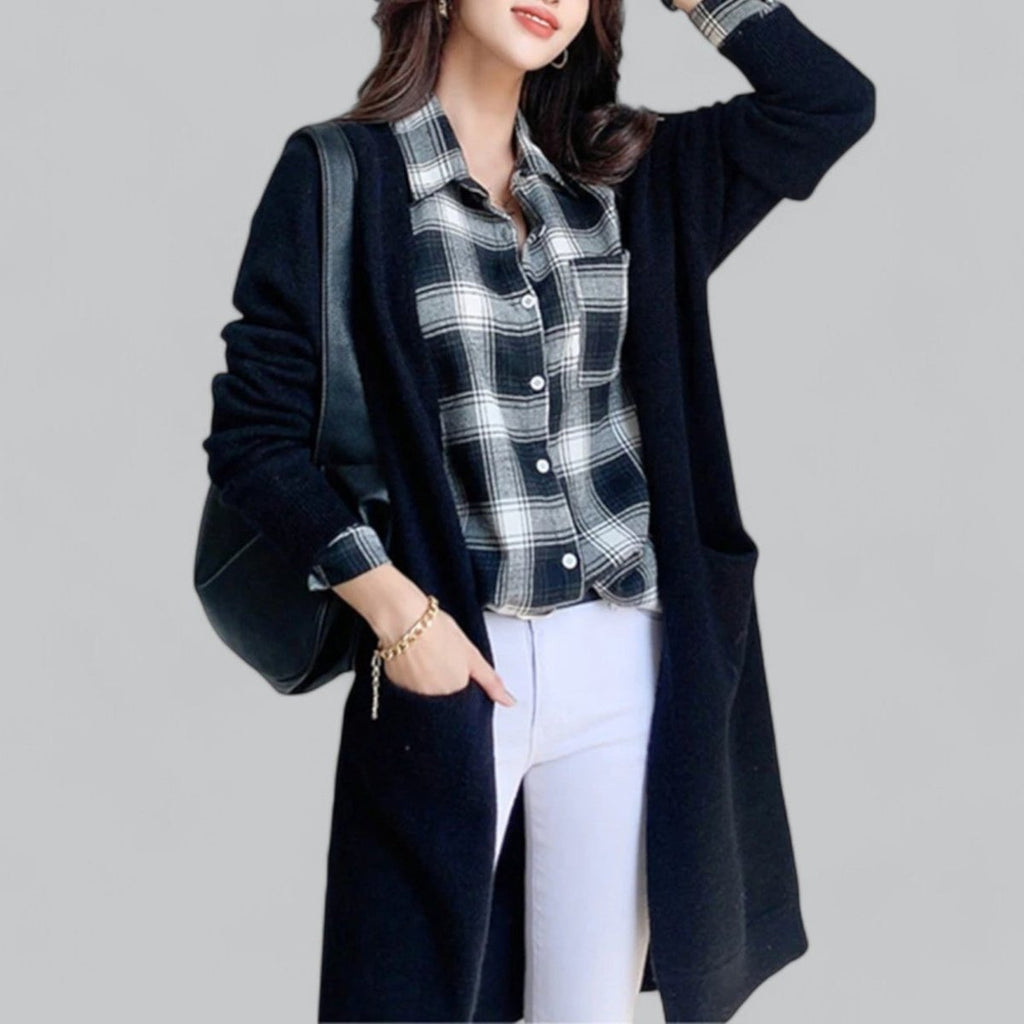 Women's Oversized Long Open-Front Cashmere Cardigan
