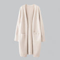 Women's Oversized Long Open-Front Cashmere Cardigan - Beige