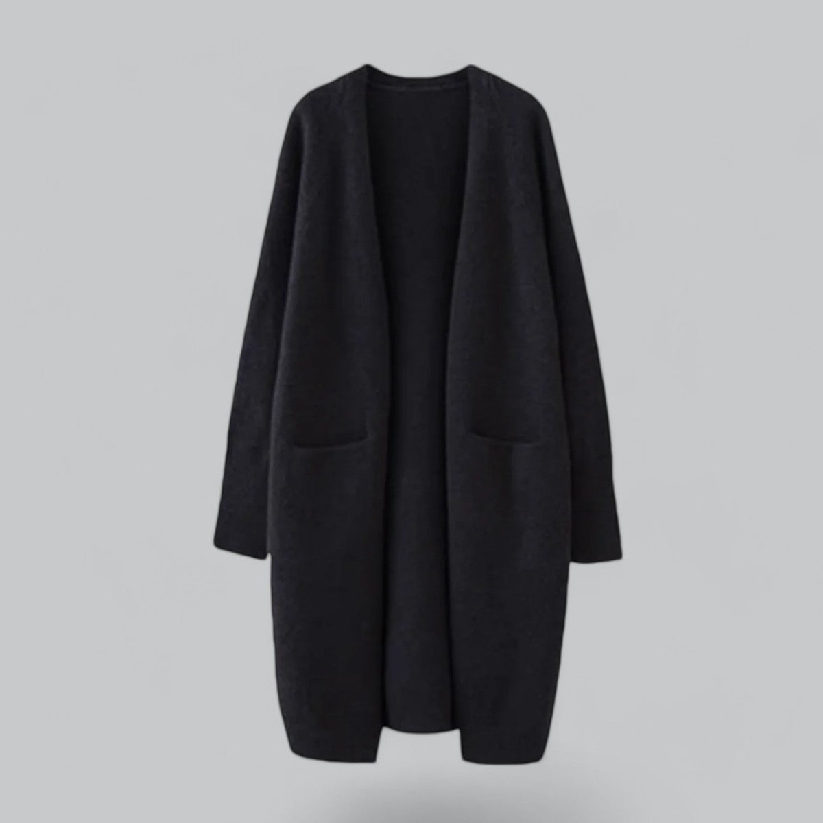 Women's Oversized Long Open-Front Cashmere Cardigan - Black