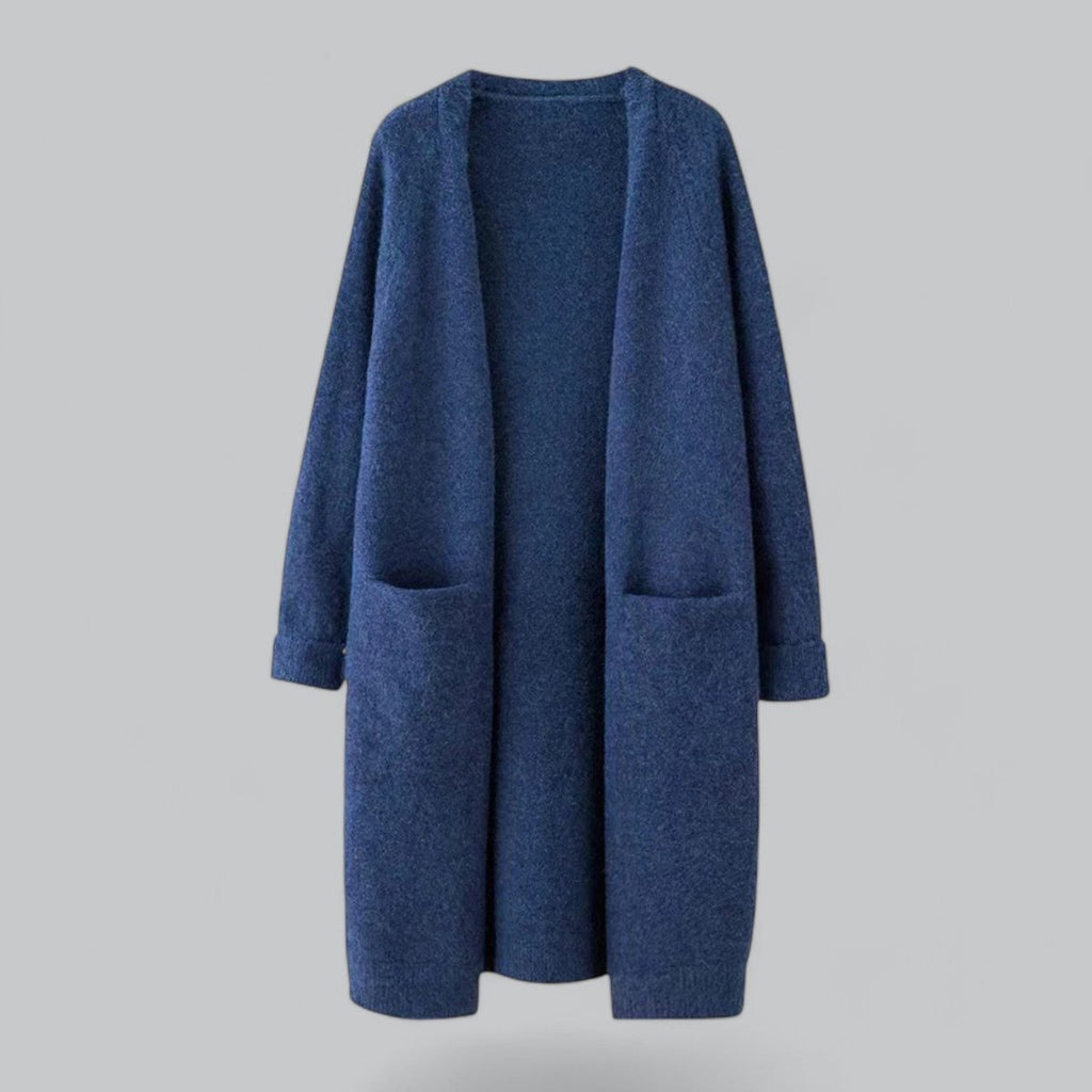 Women's Oversized Long Open-Front Cashmere Cardigan - Blue