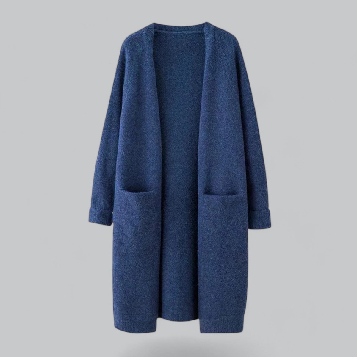 Women's Oversized Long Open-Front Cashmere Cardigan - Blue