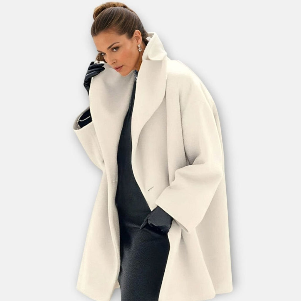 Women's Oversized Longline Wide-Collar Winter Coat - White