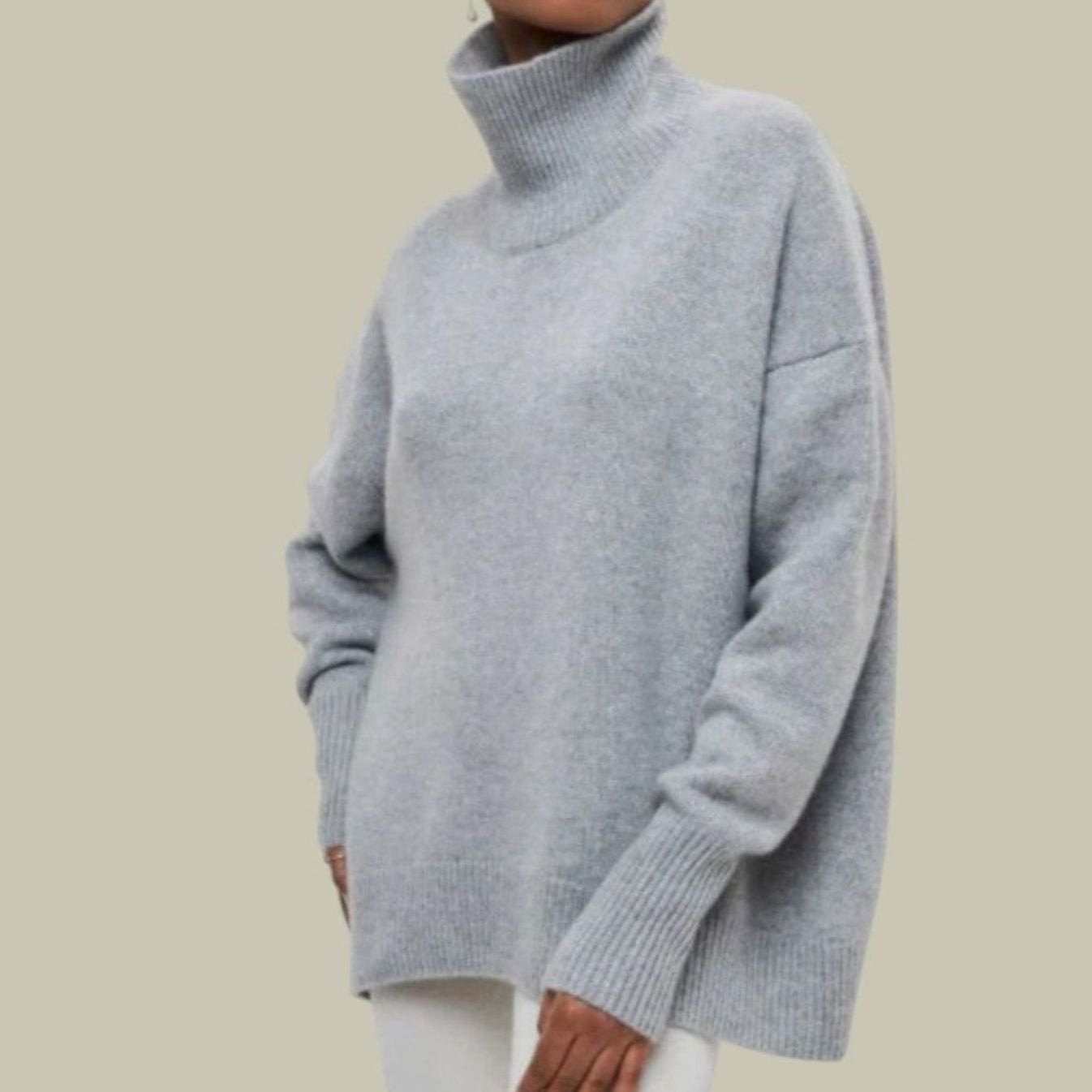 Women's Oversized Loose Fit Turtlenecks Cozy Knit Sweater - Gray