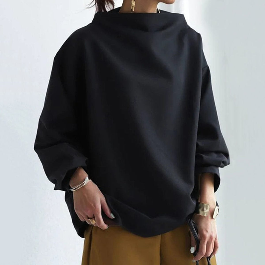 Women's Oversized Mock Neck Long Sleeve Knit Sweater Top