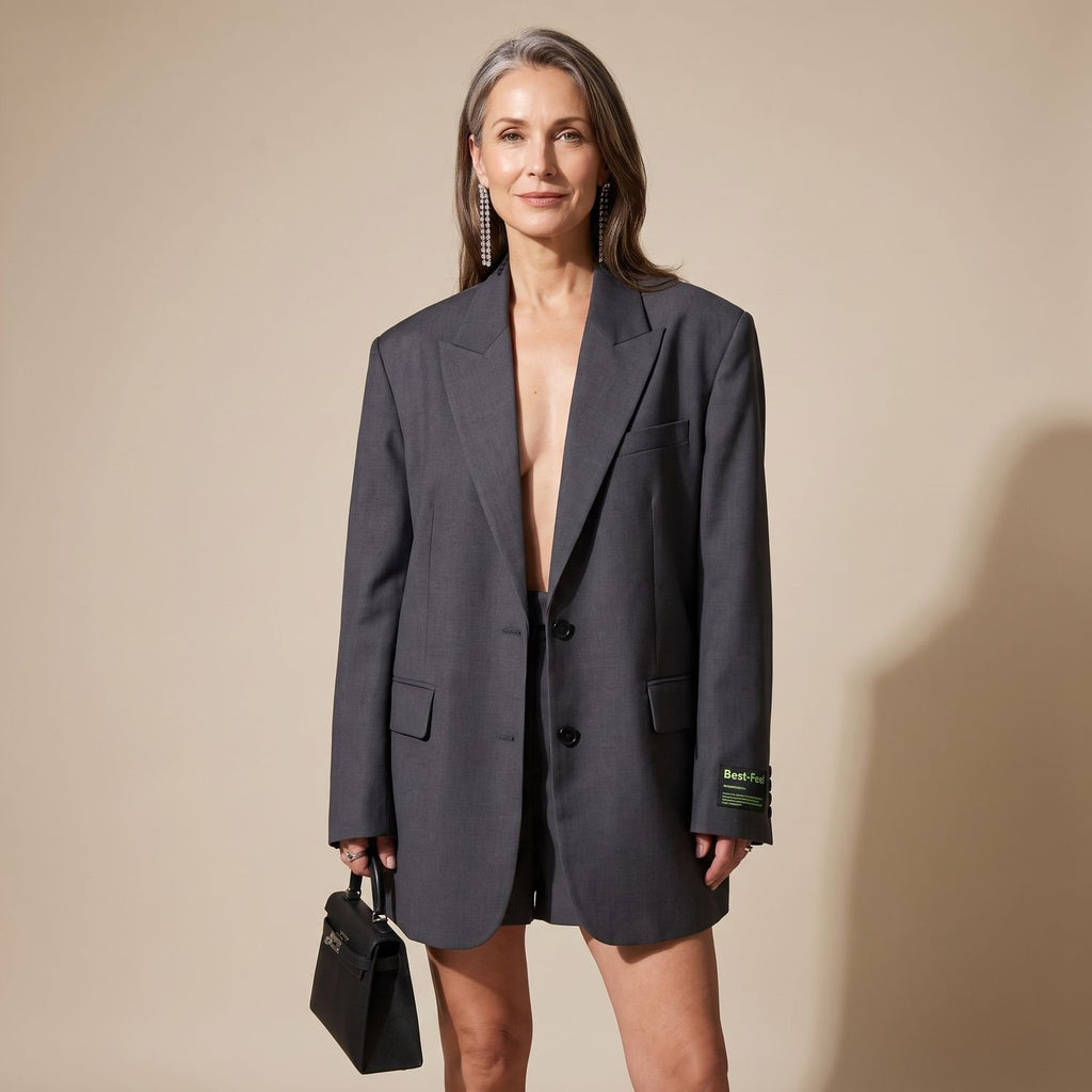 Women's Oversized Notched-Lapel Structured Blazer