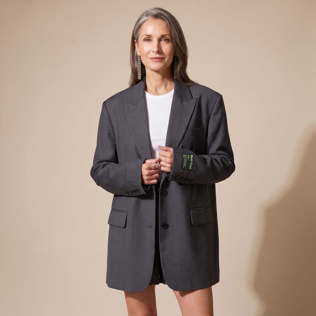 Women's Oversized Notched-Lapel Structured Blazer