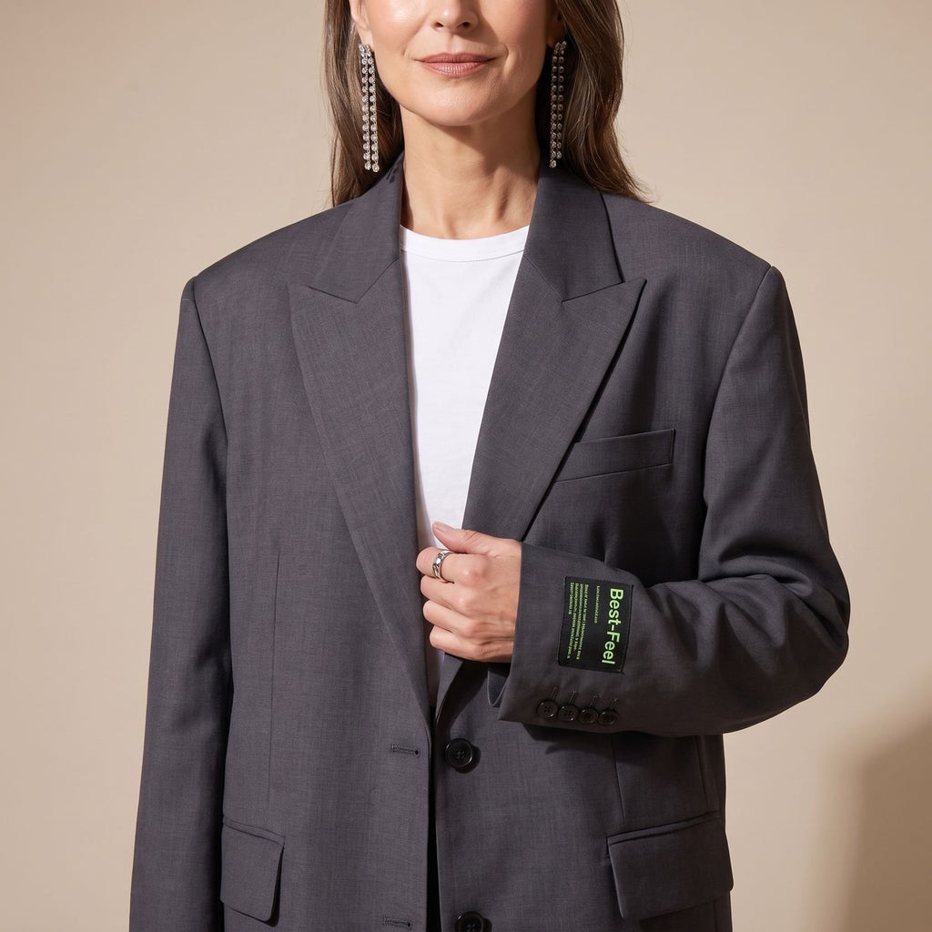 Women's Oversized Notched-Lapel Structured Blazer