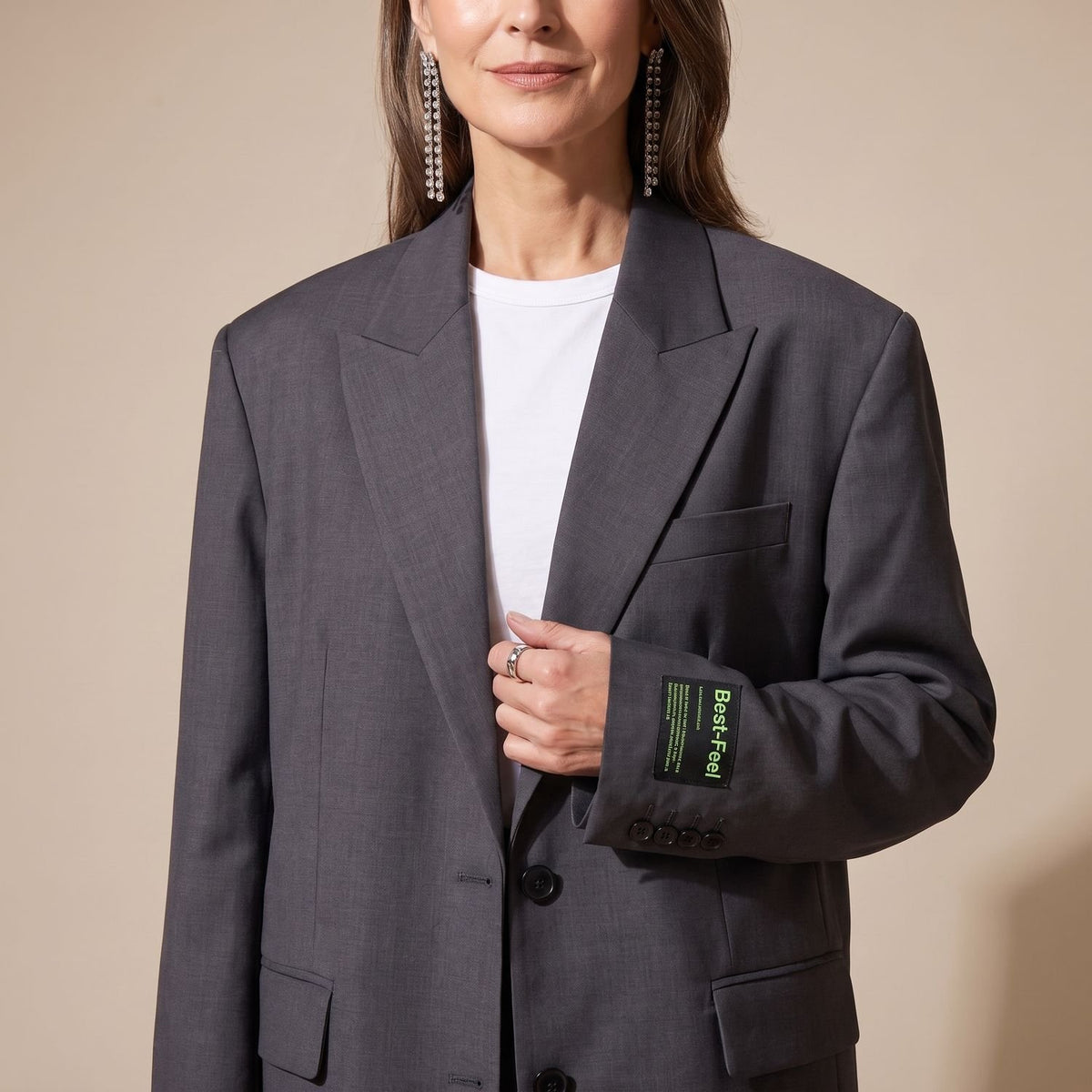 Women's Oversized Notched-Lapel Structured Blazer