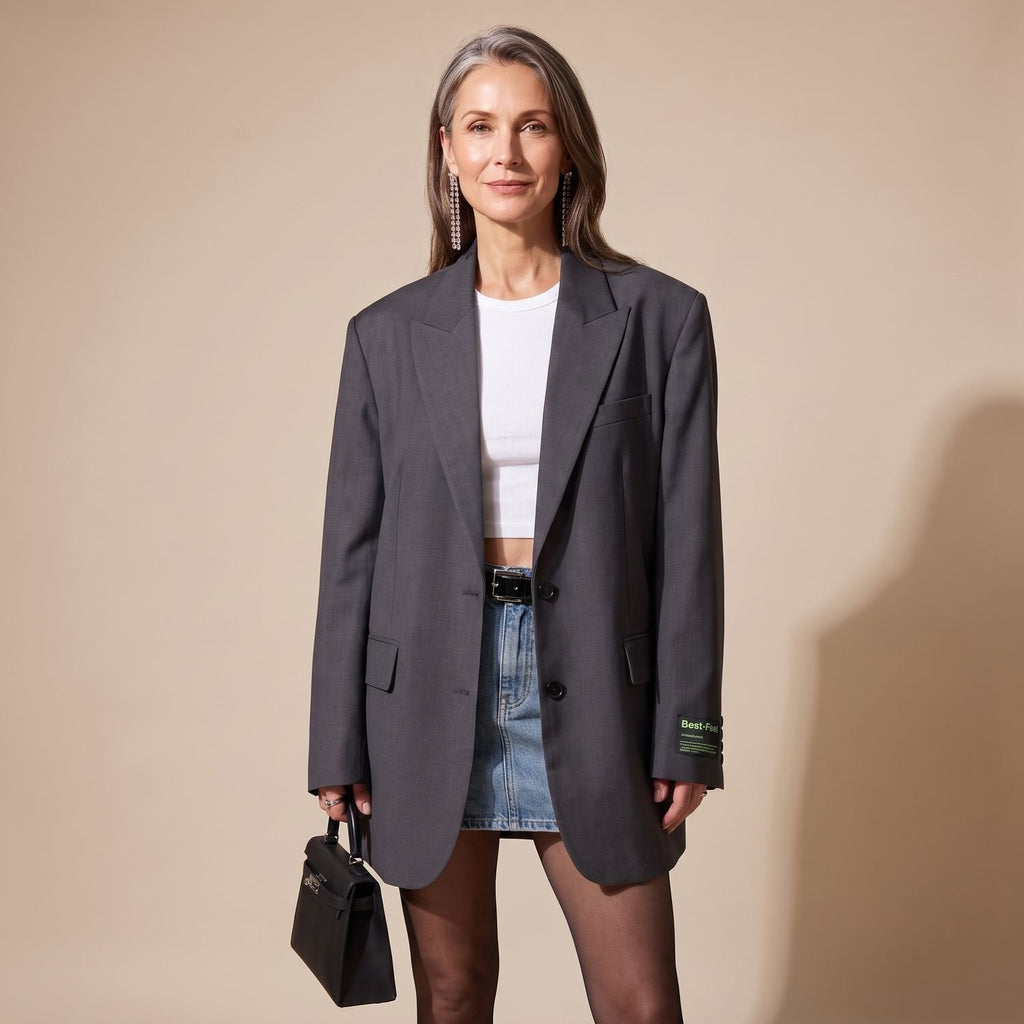 Women's Oversized Notched-Lapel Structured Blazer