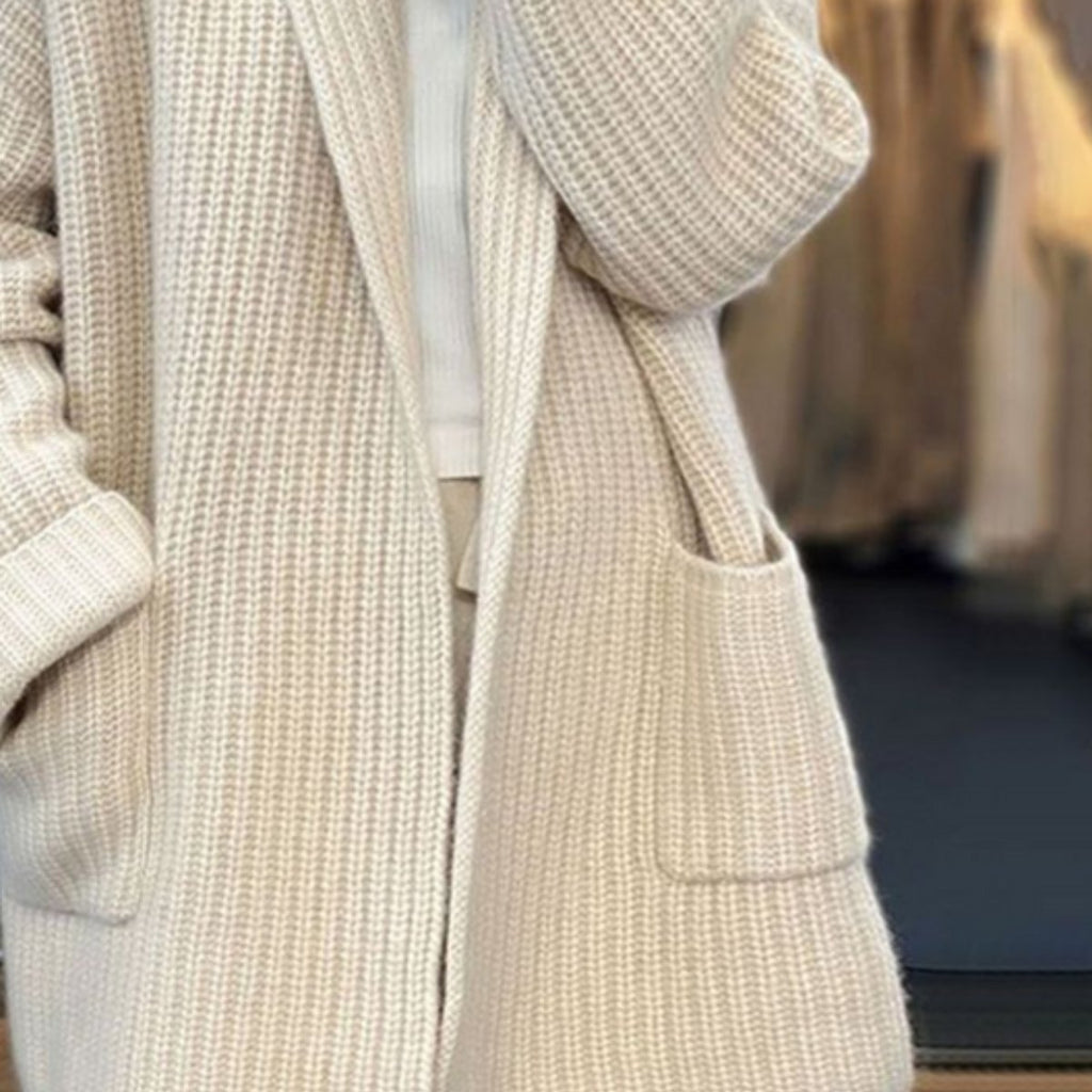 Women's Oversized Open-Front Knit Cardigan Scarf Collar Sweater