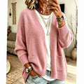 Women's Oversized Open-Front Knit Cardigan Sweater with Pockets
