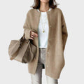 Women's Oversized Snap-Button Knit Cardigan - Khaki