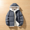 Women's Oversized Two-Tone Hooded Puffer Jacket - Grey