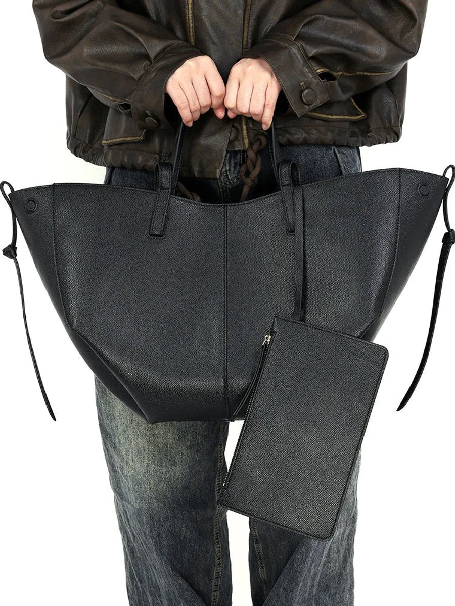 Women's Oversized Vintage PU Leather Shoulder Tote Bag