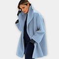 Women's Oversized Wide-Collar Winter Coat - Blue