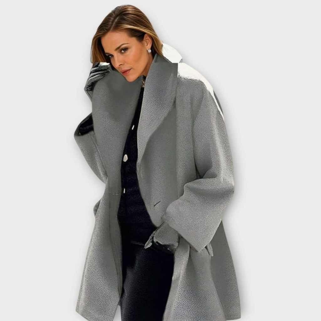 Women's Oversized Wide-Collar Winter Coat - Gray