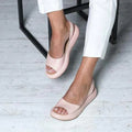 Women's Peep Toe Slingback Comfortable Sandals Cushioned Flat - Pink