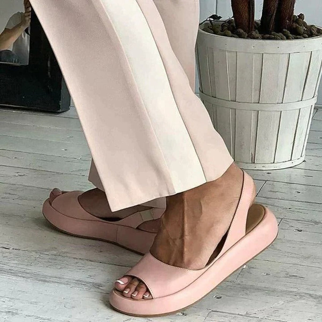 Women's Peep Toe Slingback Comfortable Sandals Cushioned Flat