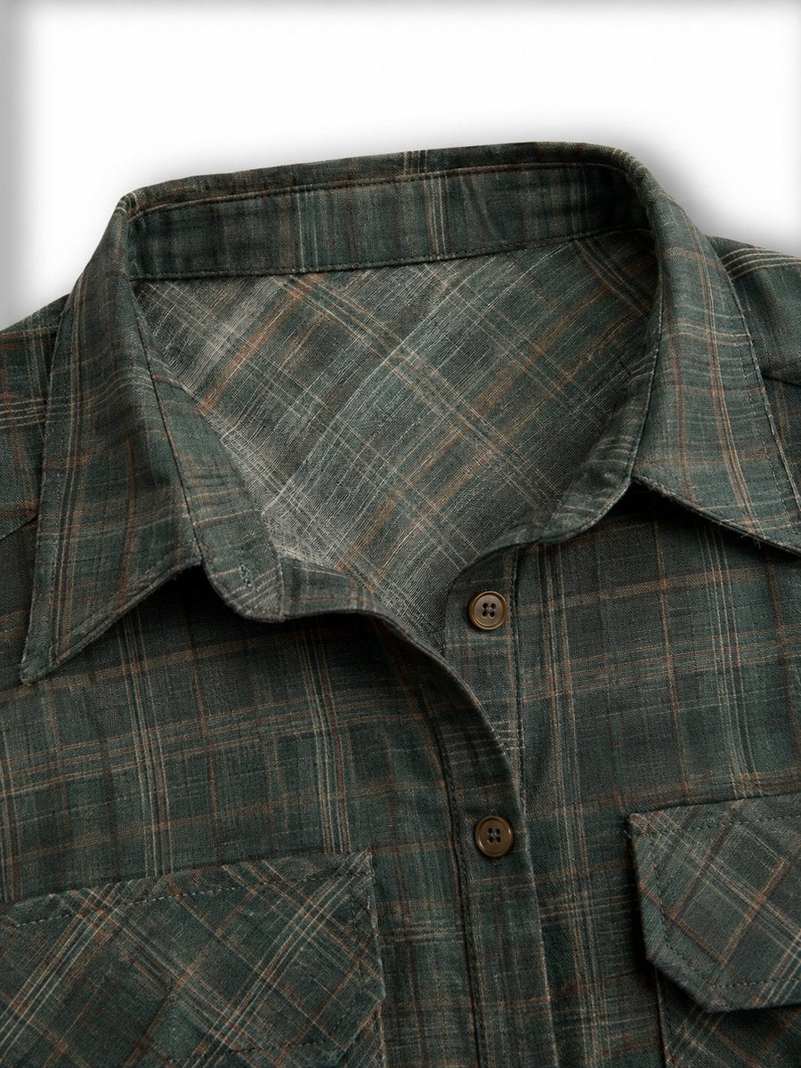 Women's Plaid Flannel Maxi Shirt Formal Dresses Long Sleeve