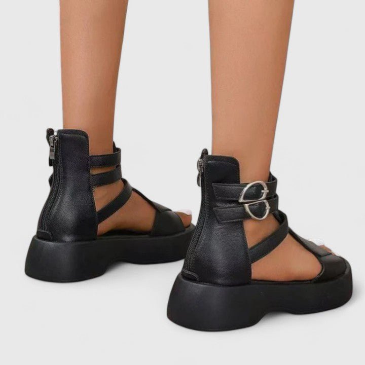 Women's Platform Gladiator Sandals Double-Buckle Ankle Strap