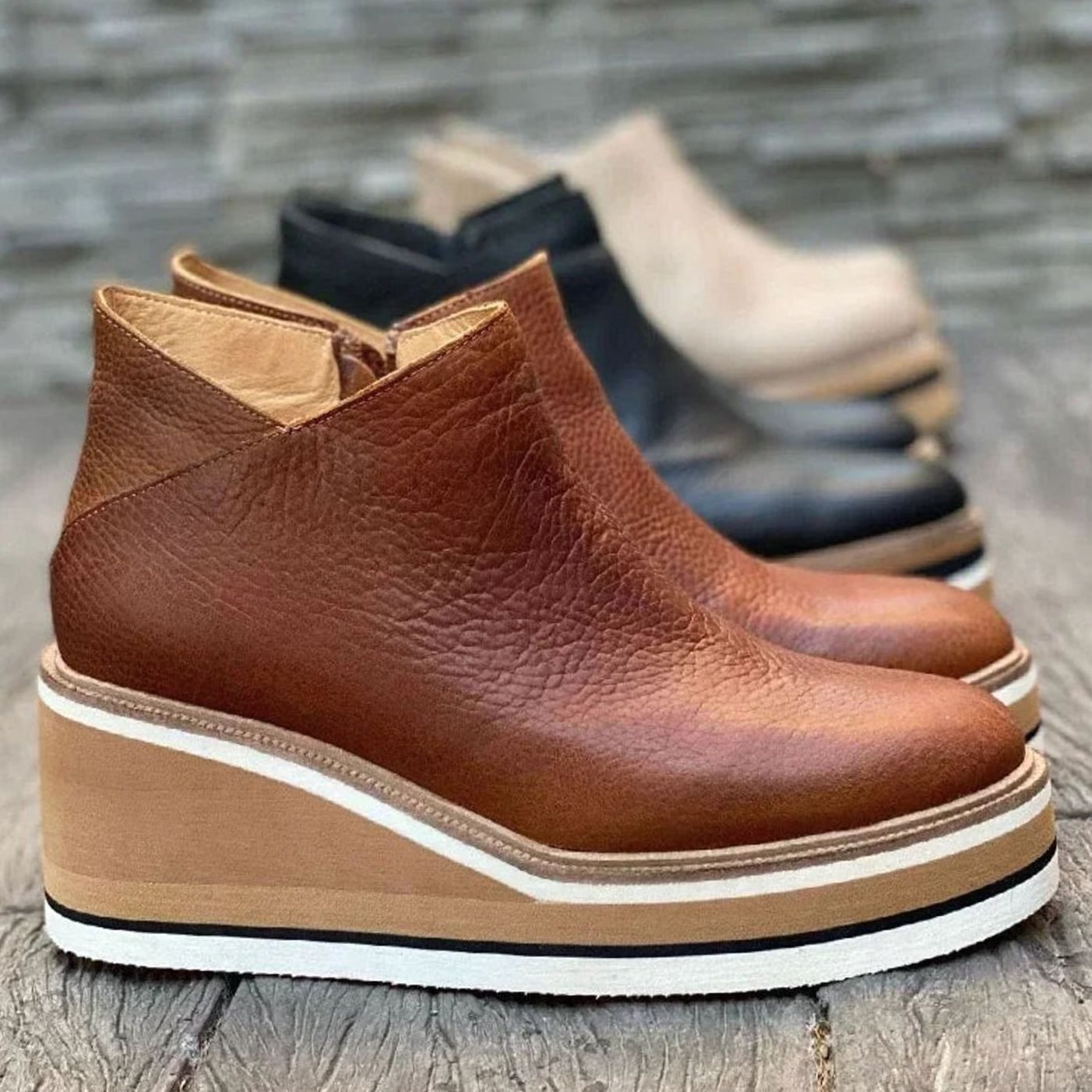 Women's Platform Wedge Slip-On Chelsea Boots