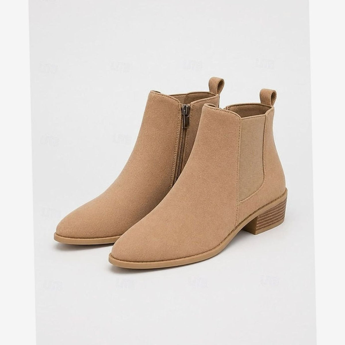 Women's Pointed-Toe Block Heel Chelsea Ankle Boots - Khaki