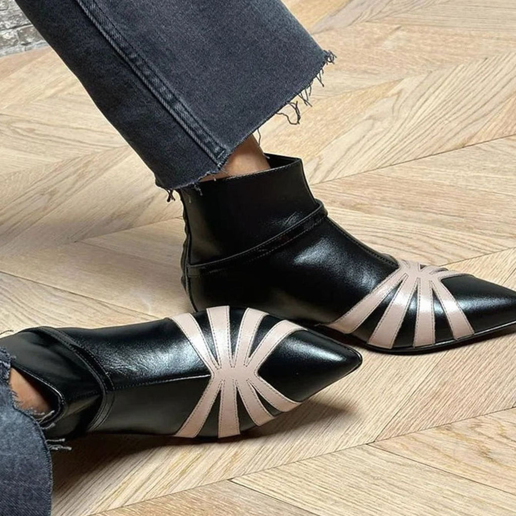 Women's Pointed-Toe Geometric Buckle Ankle Boots