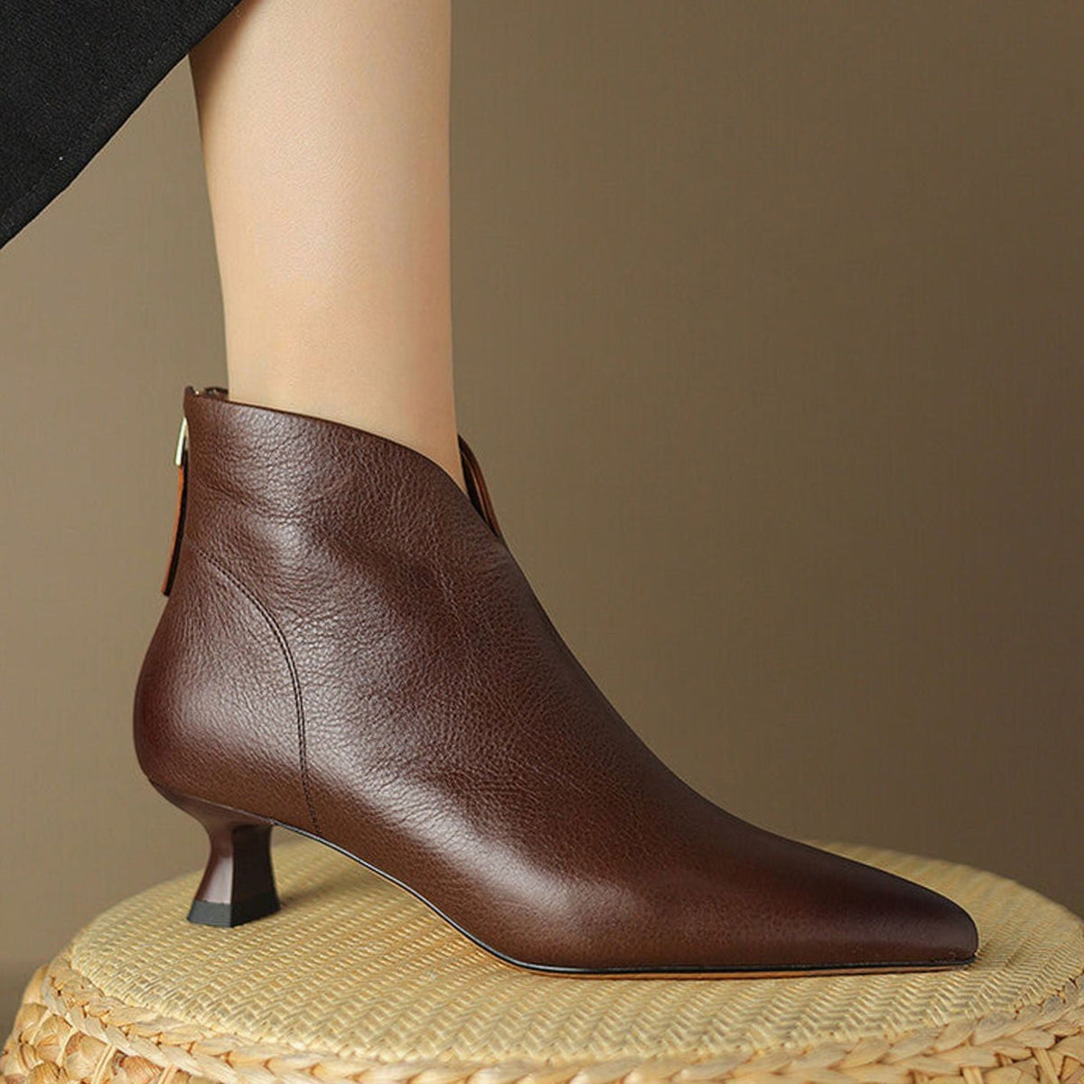 Women's Pointed-Toe Kitten-Heel Side-Zip Ankle Booties