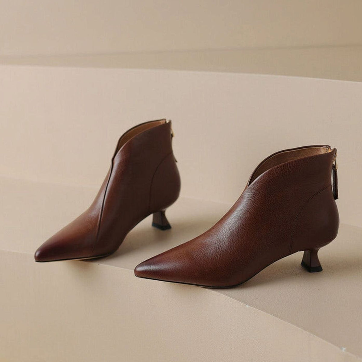 Women's Pointed-Toe Kitten-Heel Side-Zip Ankle Booties