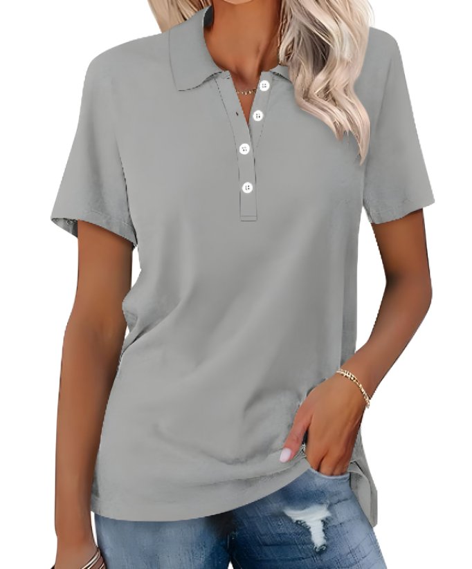 Women's Polo Shirt Classic Pique Short Sleeve Button Collar