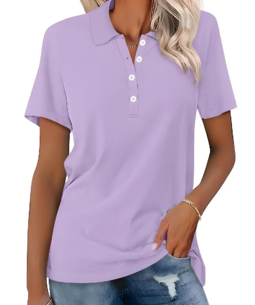 Women's Polo Shirt Classic Pique Short Sleeve Button Collar