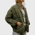 Women's Quilted Jacket Zip-Up Stand-Collar Puffer Coat - Green (Almost Sold Out)