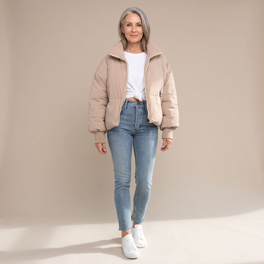 Women's Quilted Relaxed-Fit High-Neck Puffer Jacket