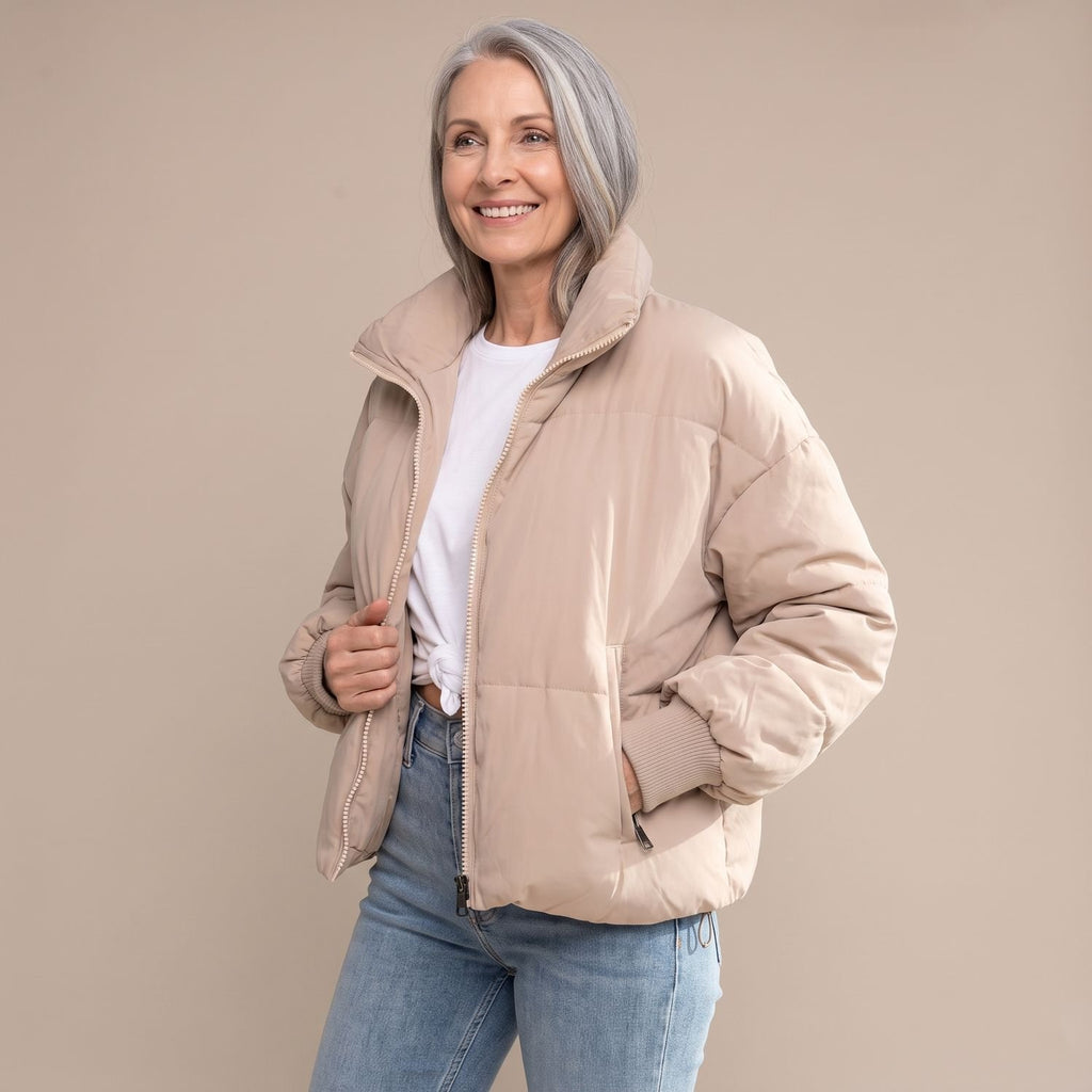 Women's Quilted Relaxed-Fit High-Neck Puffer Jacket
